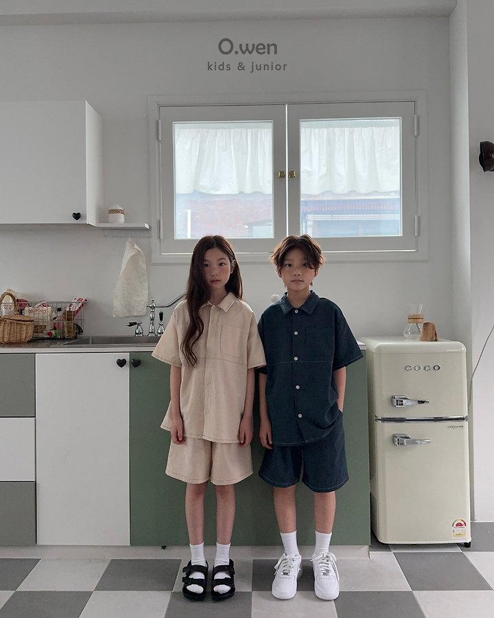 O Wen - Korean Children Fashion - #childofig - Stitch Linen Shirt Set
