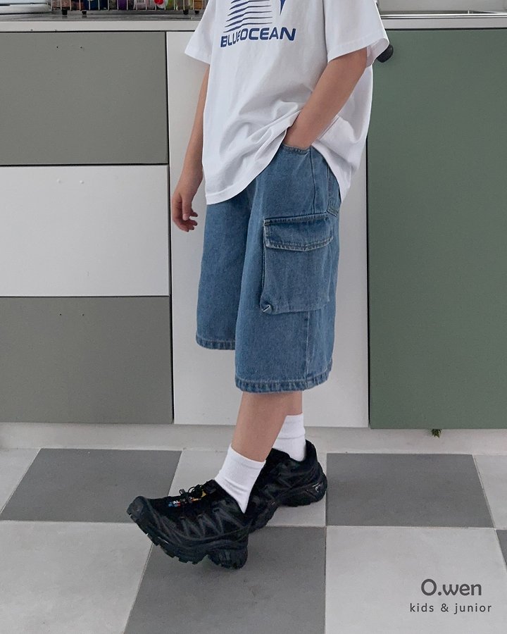 O Wen - Korean Children Fashion - #discoveringself - Pocket Bermuda Denim Pants