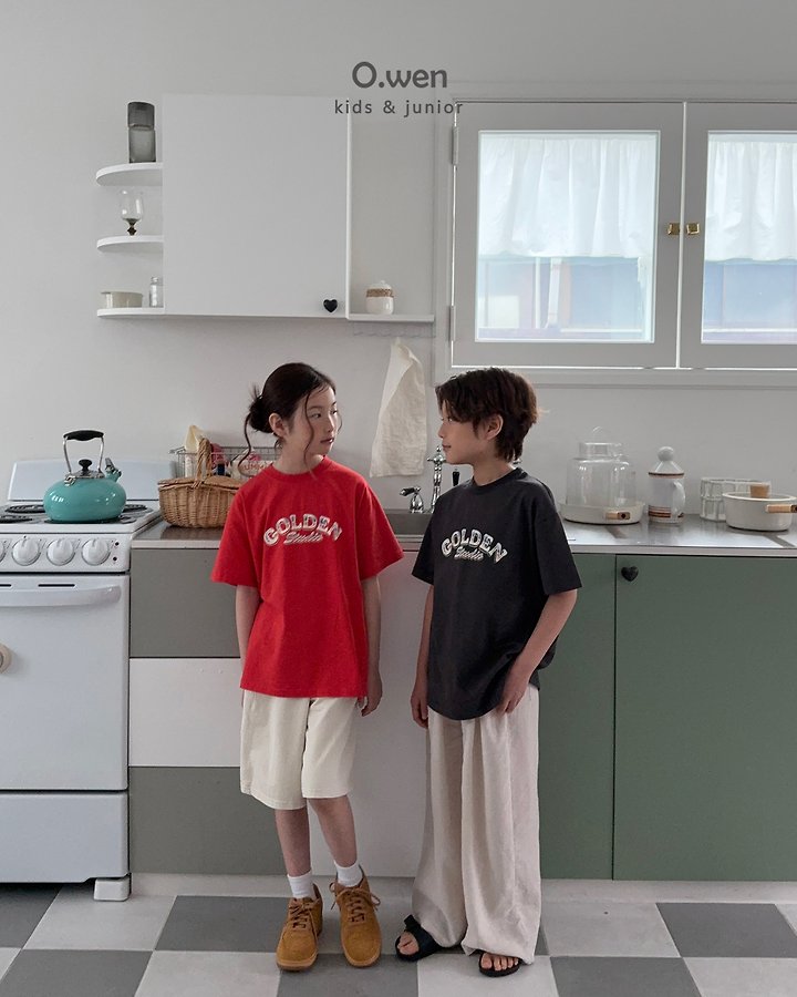 O Wen - Korean Children Fashion - #fashionkids - Golden Short Sleeve Tee - 3