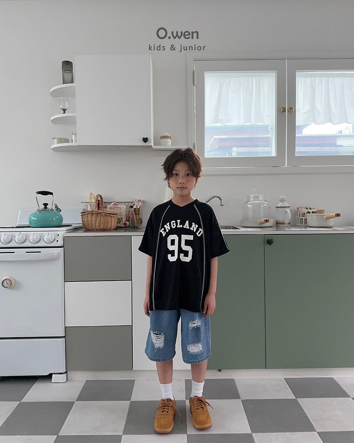 O Wen - Korean Children Fashion - #kidsshorts - England V-Neck Short Sleeve Tee - 5
