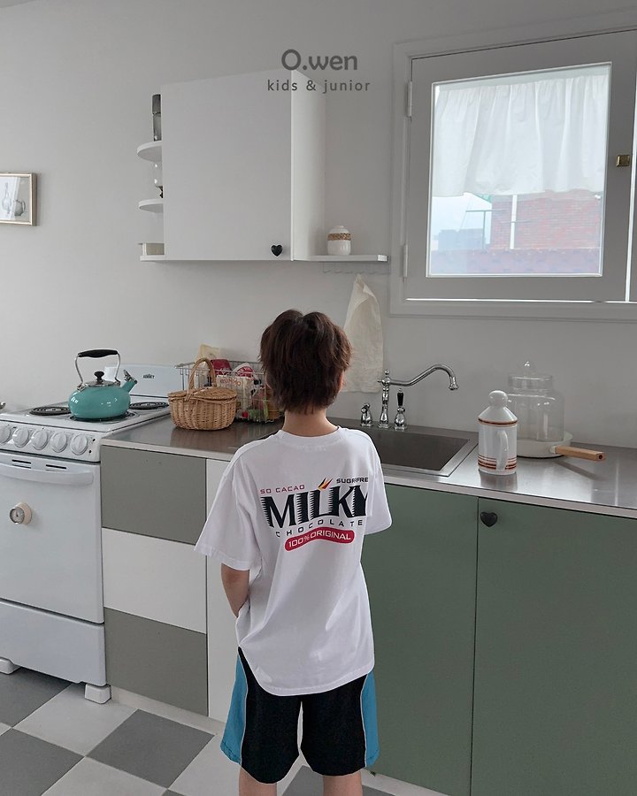 O Wen - Korean Children Fashion - #kidsshorts - Milky Short Sleeve Tee - 7