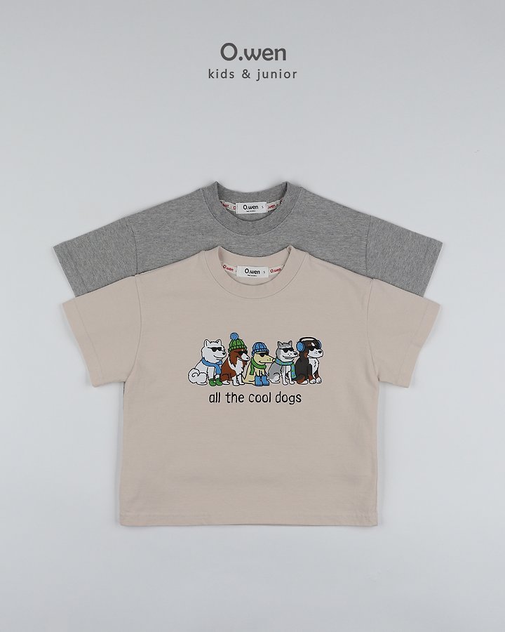 O Wen - Korean Children Fashion - #kidsstore - Cool Dog Short Sleeve Tee - 12