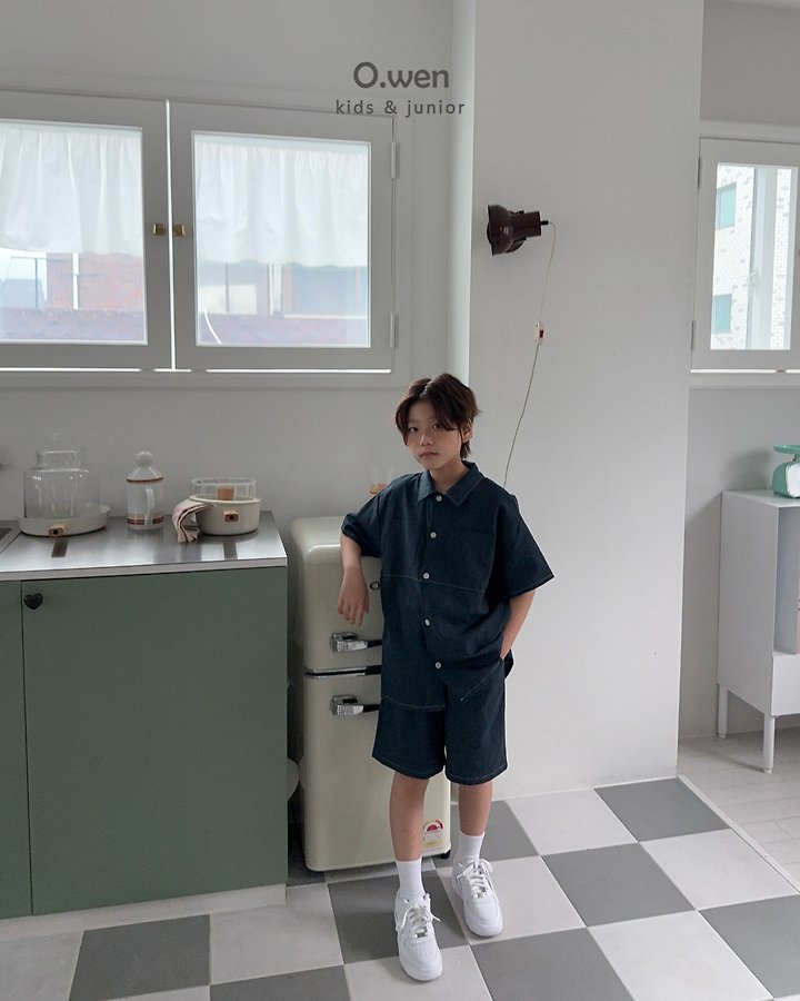 O Wen - Korean Children Fashion - #kidsstore - Stitch Linen Shirt Set - 7