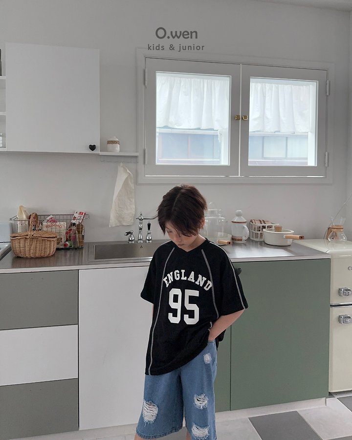 O Wen - Korean Children Fashion - #kidsstore - England V-Neck Short Sleeve Tee - 6
