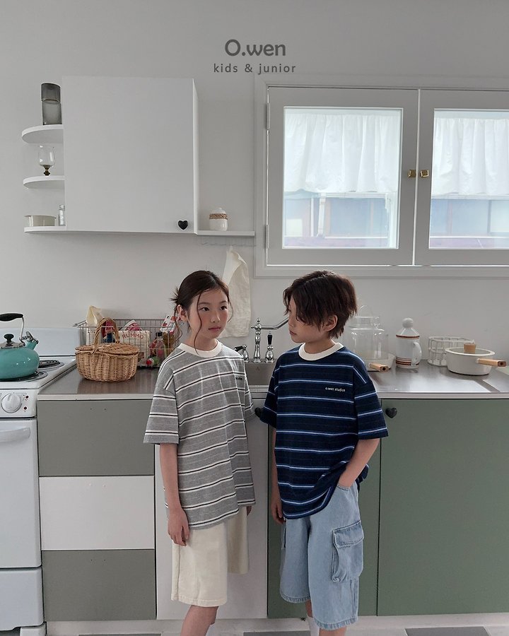 O Wen - Korean Children Fashion - #kidsshorts - Studio Stripe Tee - 4