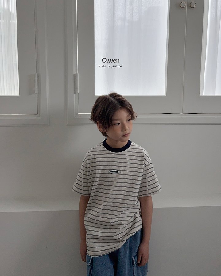 O Wen - Korean Children Fashion - #kidsstore - Mention Stripe Short Sleeve Tee - 3