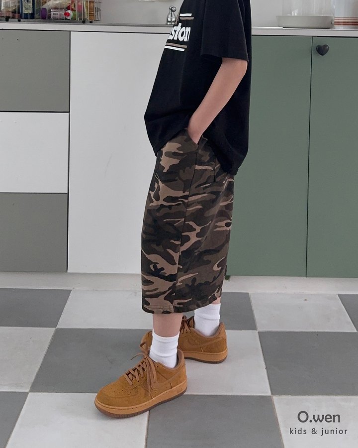 O Wen - Korean Children Fashion - #kidzfashiontrend - Camo Bermuda Pants