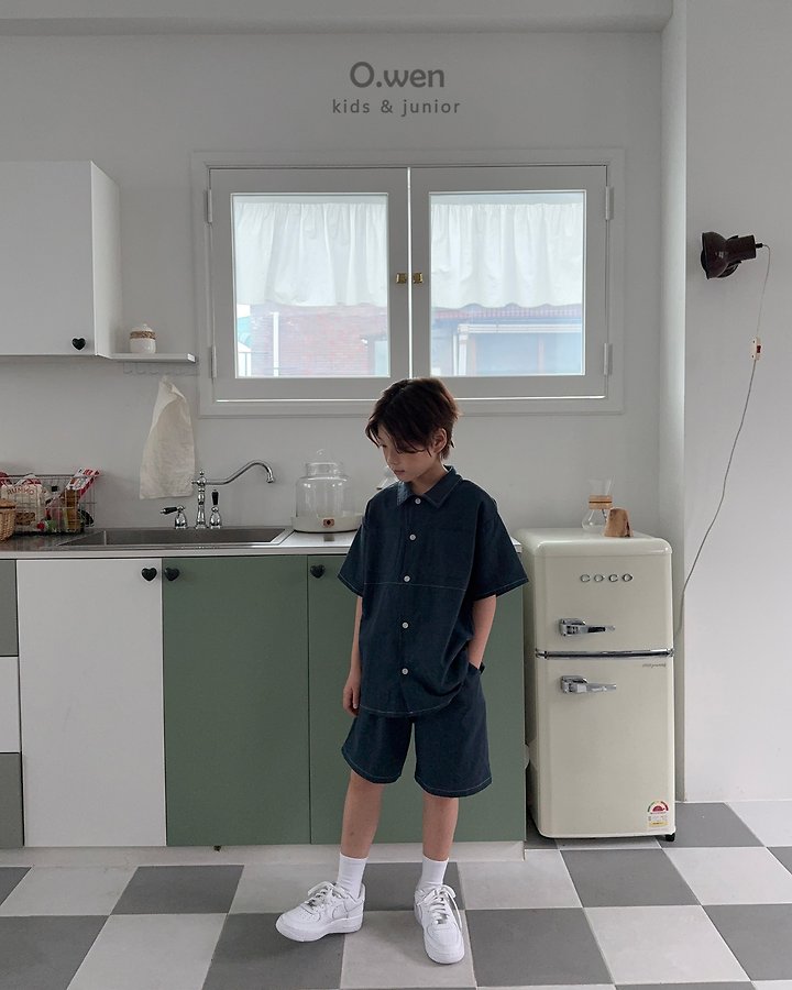 O Wen - Korean Children Fashion - #magicofchildhood - Stitch Linen Shirt Set - 11