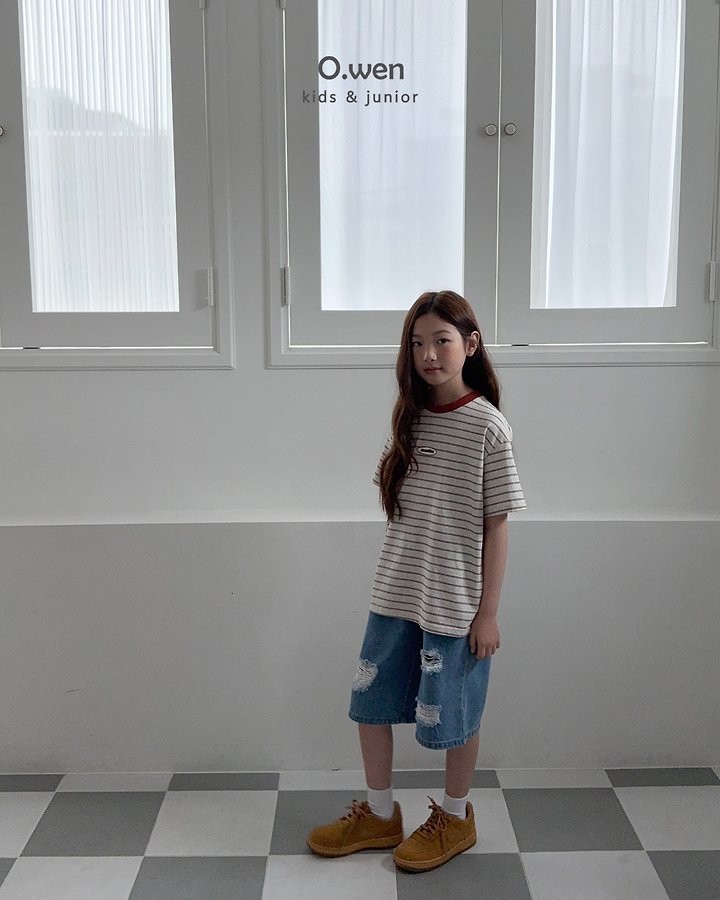 O Wen - Korean Children Fashion - #magicofchildhood - Mention Stripe Short Sleeve Tee - 7
