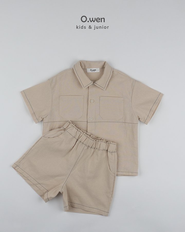 O Wen - Korean Children Fashion - #minifashionista - Stitch Linen Shirt Set - 12