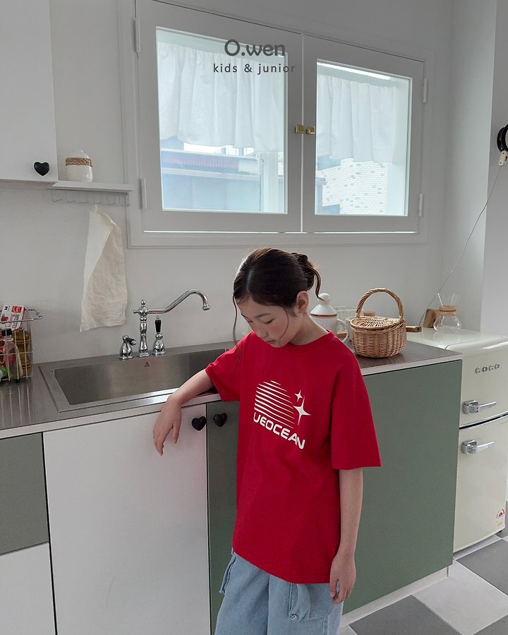 O Wen - Korean Women Fashion - #momslook - Blue Ocean Short Sleeve Tee (Adult)
