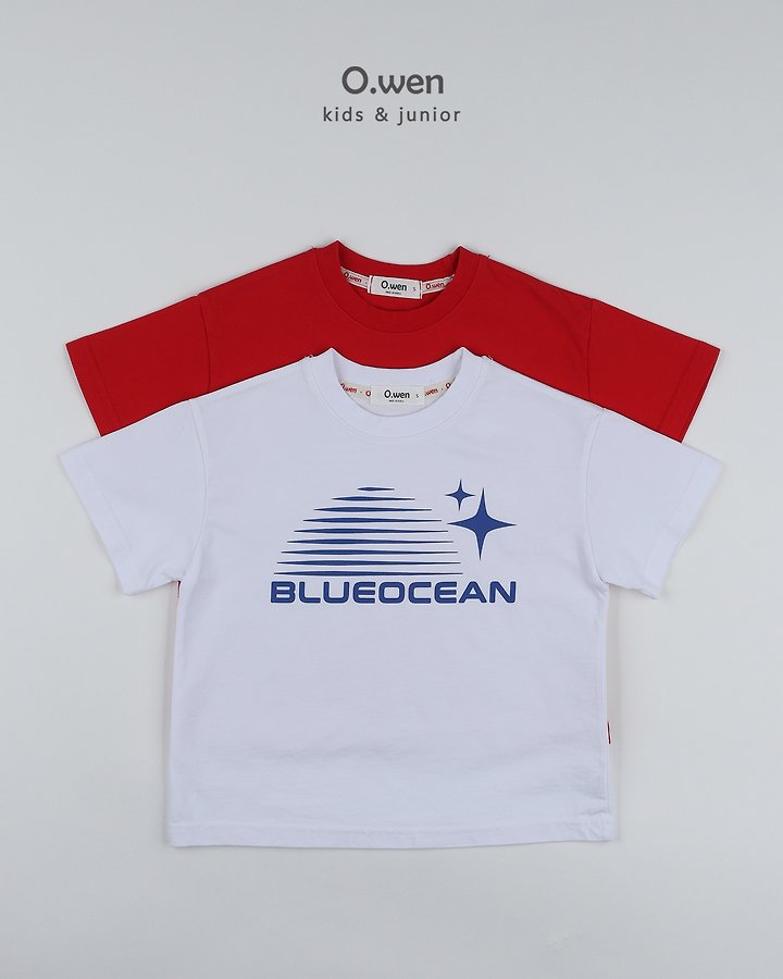 O Wen - Korean Women Fashion - #thelittlethings - Blue Ocean Short Sleeve Tee (Adult) - 12
