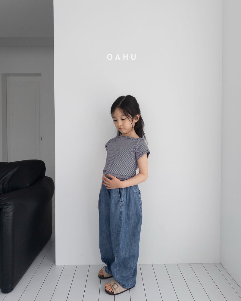 O'Ahu - Korean Children Fashion - #fashionkids - Boat Neck Ribbed Tee - 8
