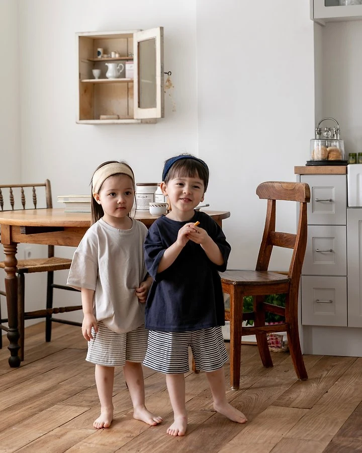 Oatmeal - Korean Children Fashion - #Kfashion4kids - Double Basic Round Tee - 12