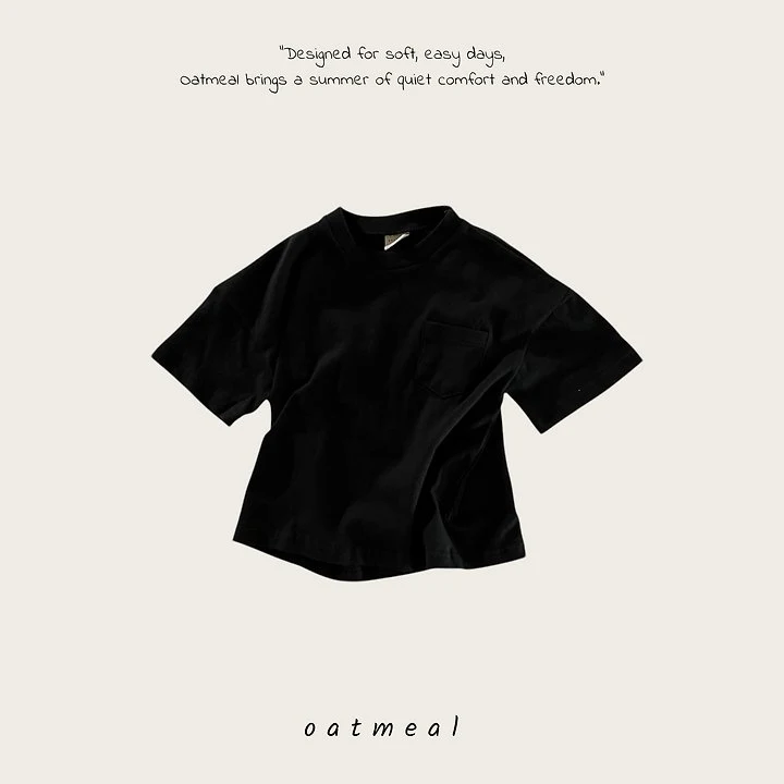 Oatmeal - Korean Children Fashion - #Kfashion4kids - Pocket Round Tee - 5