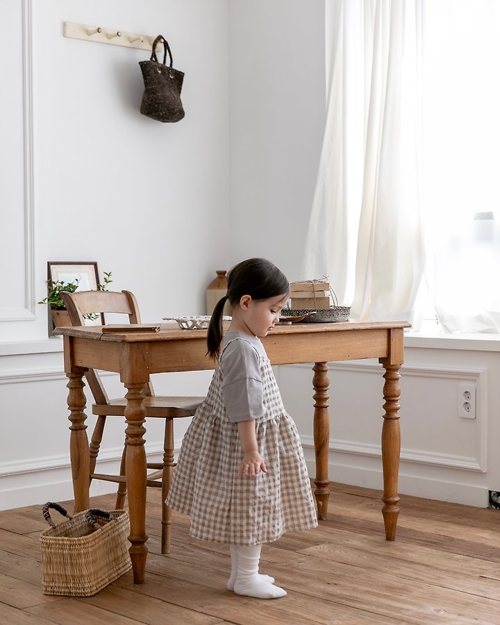 Oatmeal - Korean Children Fashion - #Kfashion4kids - Molly Check One-piece - 10