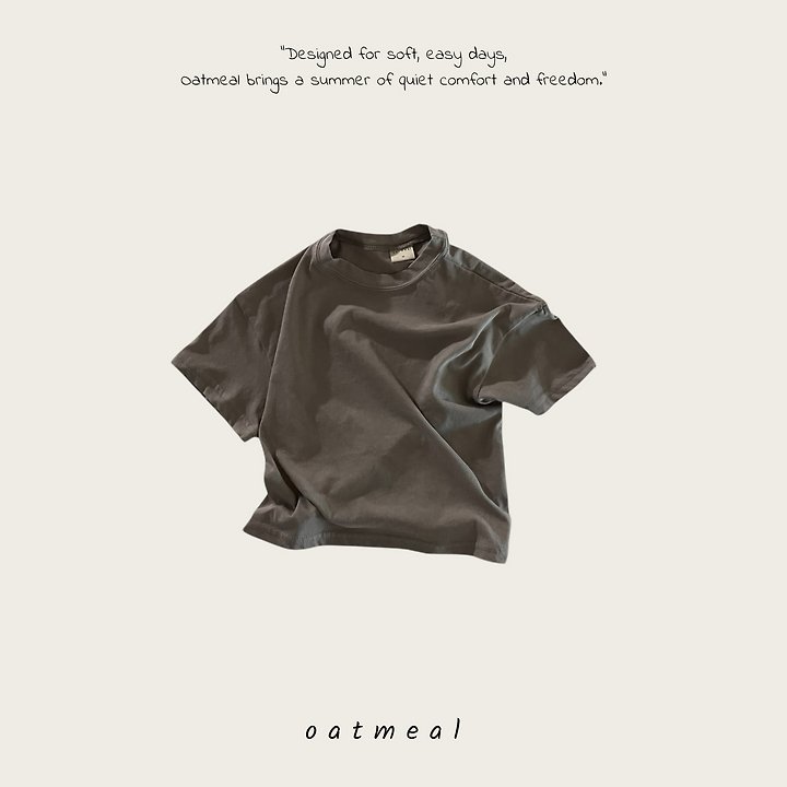 Oatmeal - Korean Children Fashion - #childofig - Double Basic Round Tee - 3