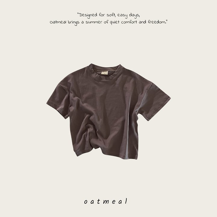 Oatmeal - Korean Children Fashion - #childofig - Double Basic Round Tee - 4