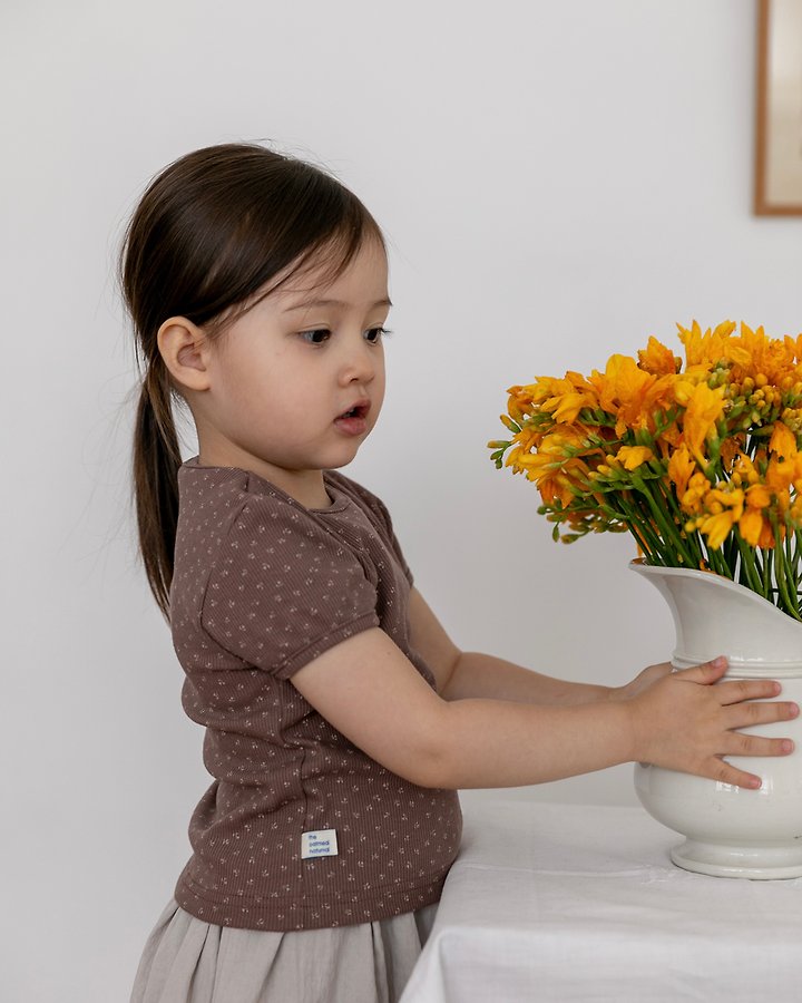 Oatmeal - Korean Children Fashion - #childofig - Flower Round Tee - 12