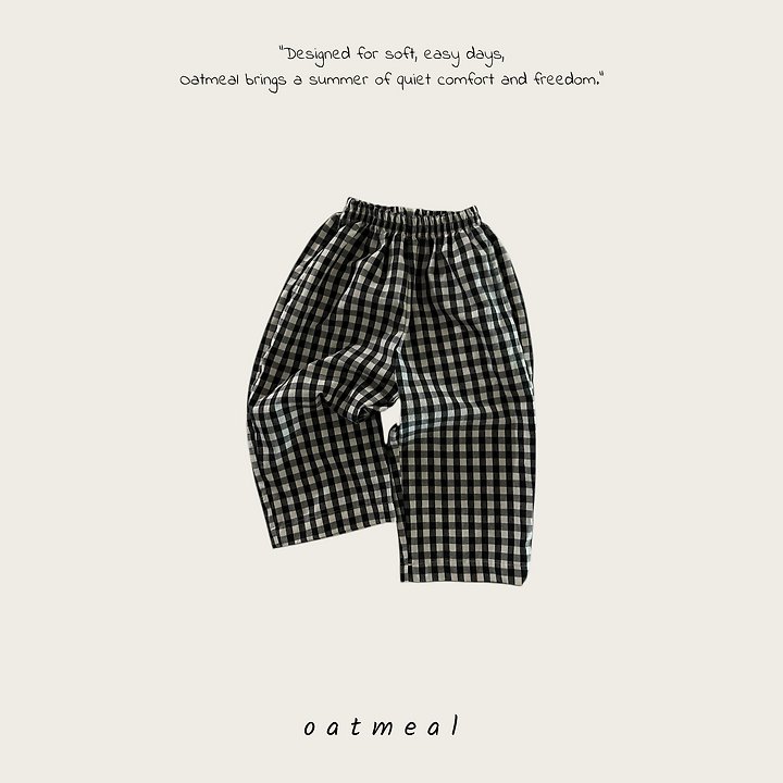 Oatmeal - Korean Children Fashion - #childofig - Basic Check Pants - 3