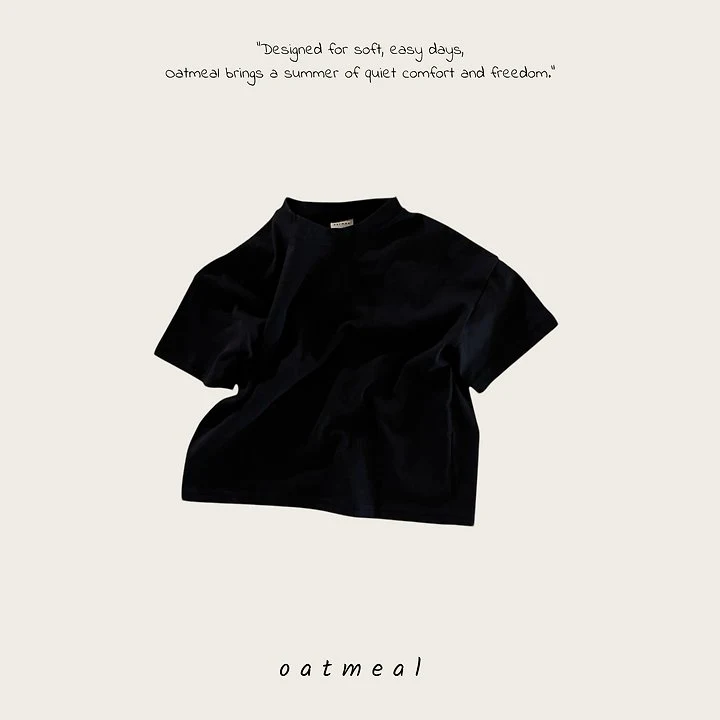 Oatmeal - Korean Children Fashion - #childrensboutique - Double Basic Round Tee - 5