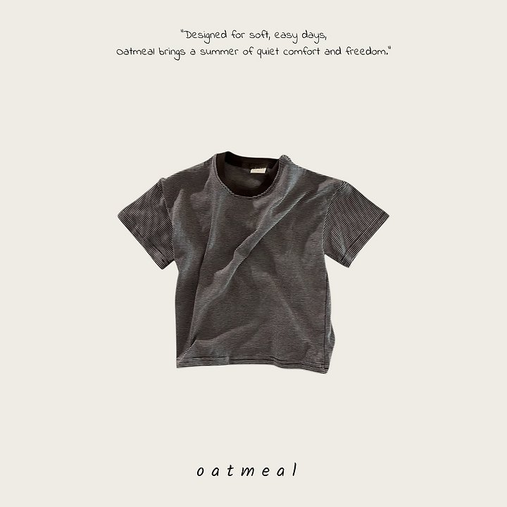 Oatmeal - Korean Children Fashion - #childrensboutique - Venice Style Round Tee - 3