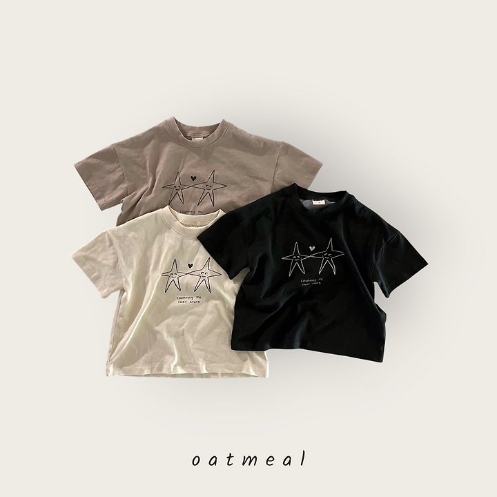 Oatmeal - Korean Children Fashion - #childrensboutique - Star Round Tee