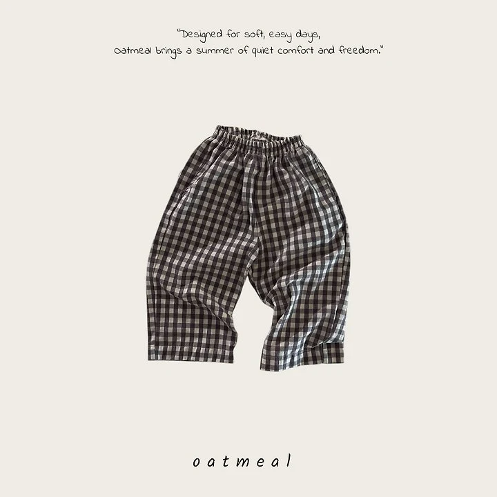 Oatmeal - Korean Children Fashion - #childofig - Basic Check Pants - 4
