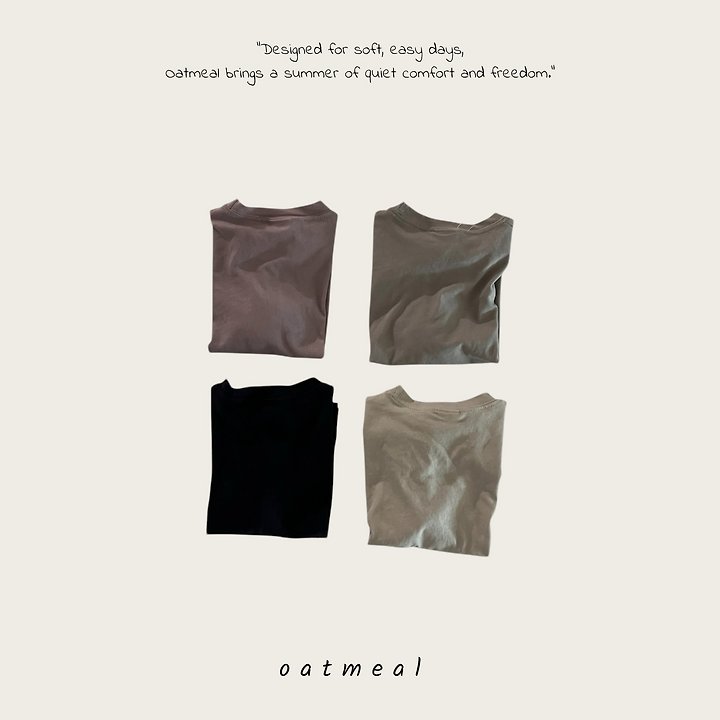 Oatmeal - Korean Children Fashion - #designkidswear - Double Basic Round Tee - 6