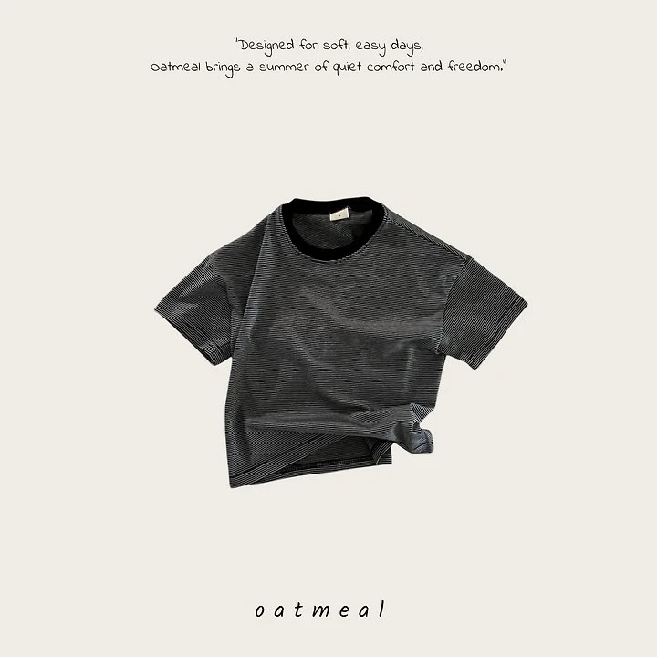 Oatmeal - Korean Children Fashion - #childrensboutique - Venice Style Round Tee - 4