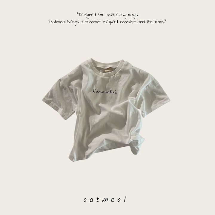 Oatmeal - Korean Children Fashion - #designkidswear - Soleil Round Tee - 3