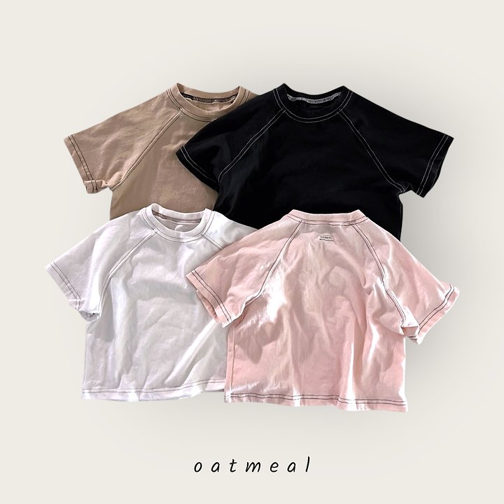 Oatmeal - Korean Children Fashion - #designkidswear - Emblem Raglan Tee