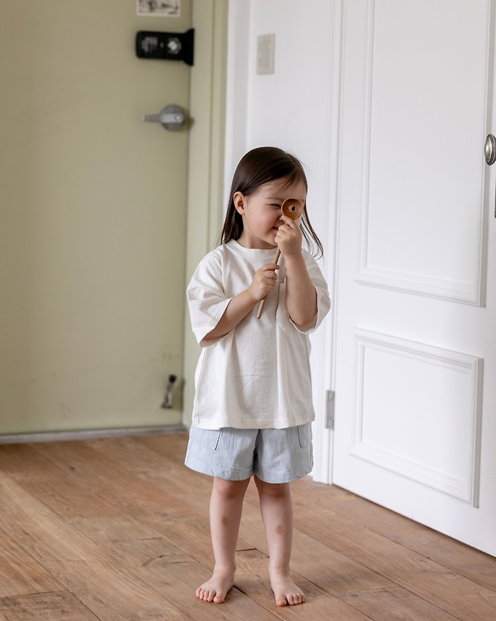 Oatmeal - Korean Children Fashion - #designkidswear - Pocket Denim Shorts - 8