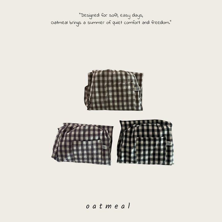 Oatmeal - Korean Children Fashion - #designkidswear - Basic Check Pants - 5