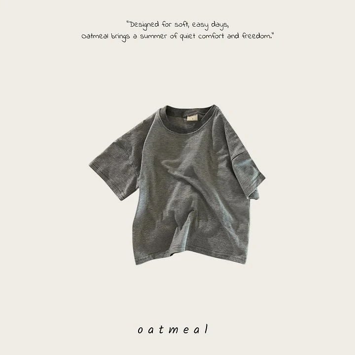Oatmeal - Korean Children Fashion - #discoveringself - Venice Style Round Tee - 5