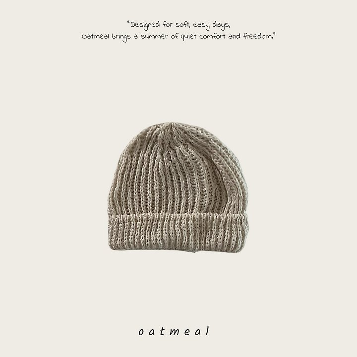 Oatmeal - Korean Children Fashion - #discoveringself - Linen Beanie - 3