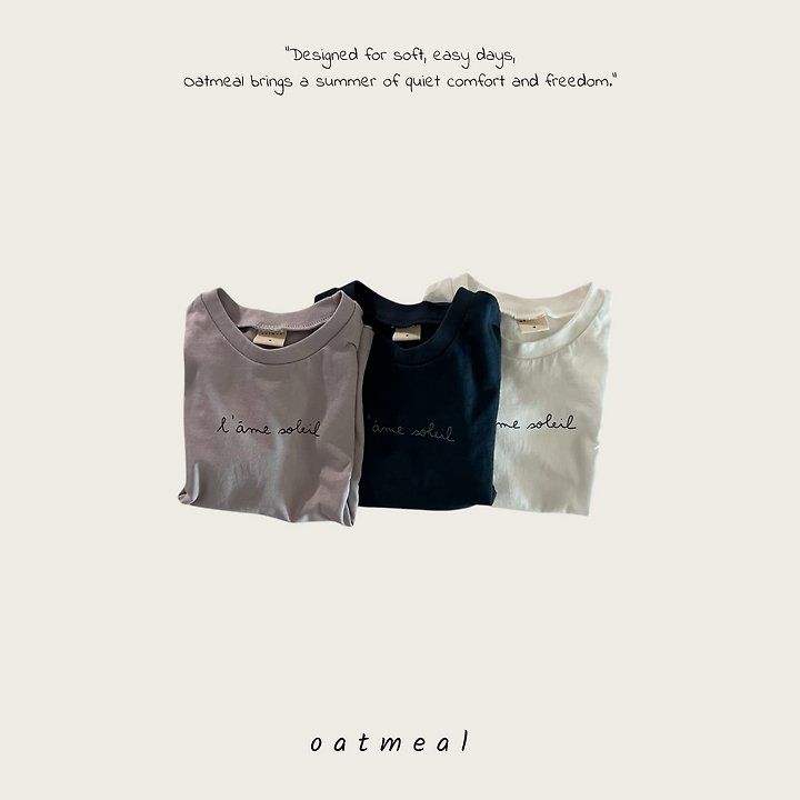Oatmeal - Korean Children Fashion - #fashionkids - Soleil Round Tee - 5