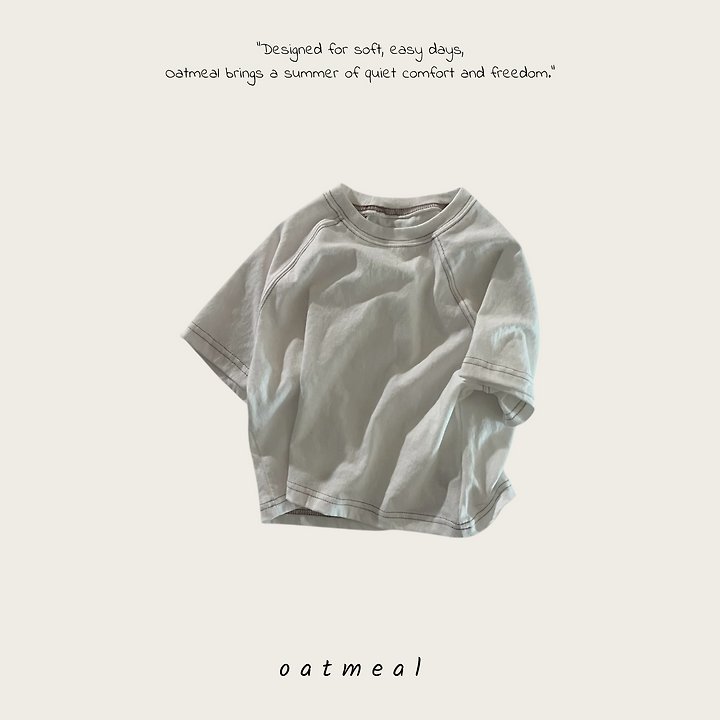 Oatmeal - Korean Children Fashion - #fashionkids - Emblem Raglan Tee - 3