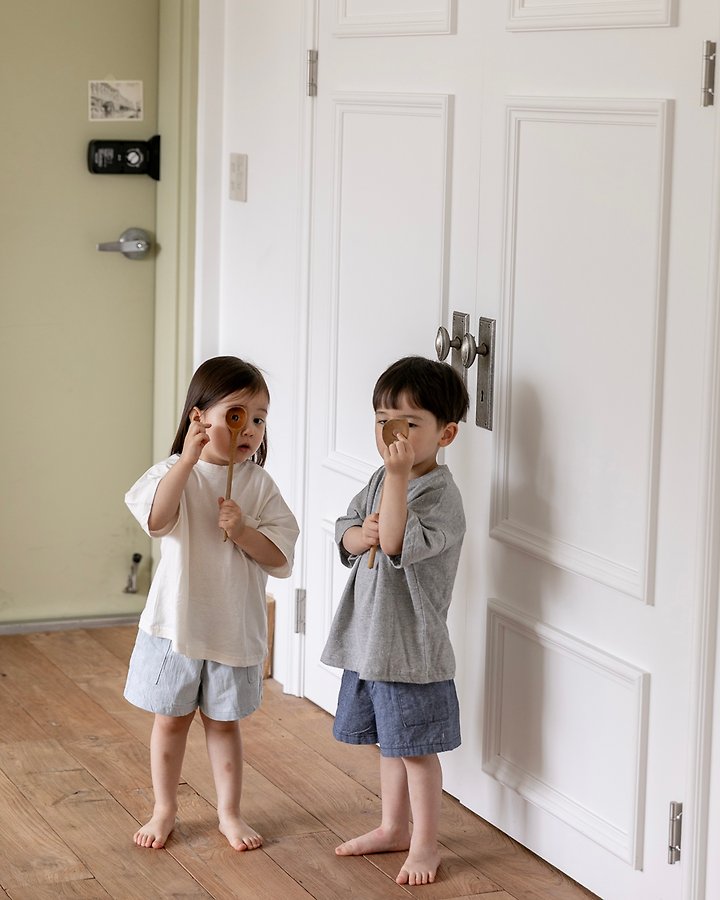 Oatmeal - Korean Children Fashion - #fashionkids - Pocket Denim Shorts - 10
