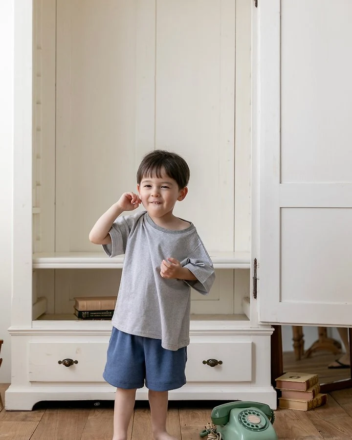 Oatmeal - Korean Children Fashion - #kidsshorts - Venice Style Round Tee - 7
