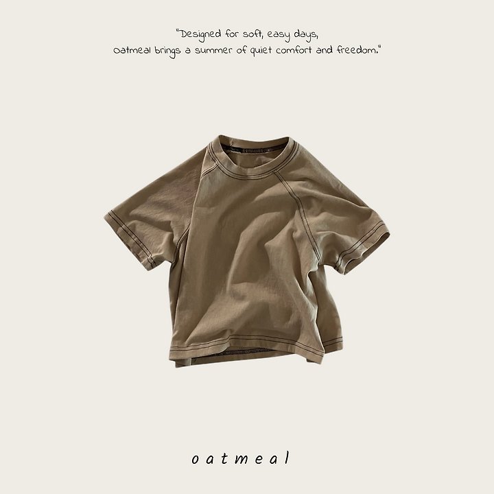 Oatmeal - Korean Children Fashion - #fashionkids - Emblem Raglan Tee - 4