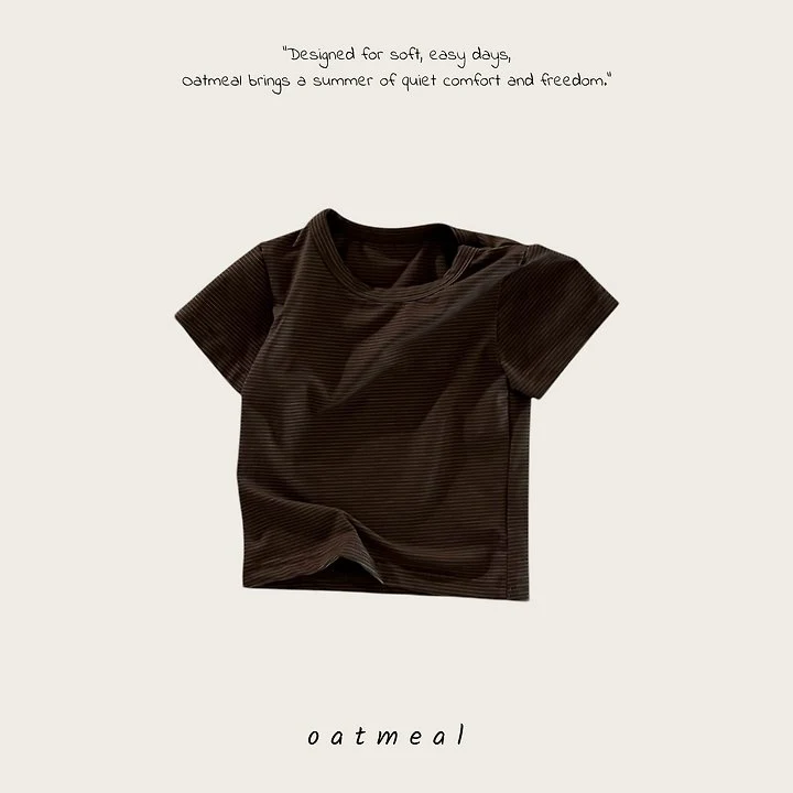 Oatmeal - Korean Children Fashion - #kidsshorts - Cos Style Round Tee - 3