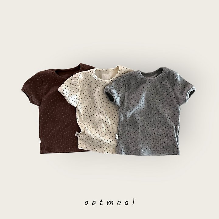 Oatmeal - Korean Children Fashion - #kidsshorts - Flower Round Tee