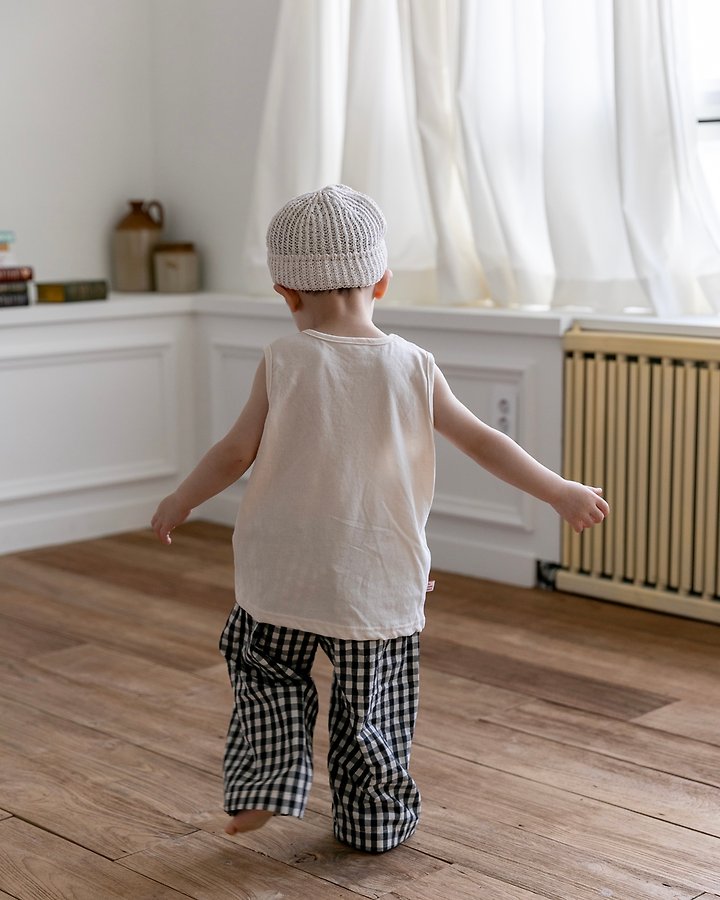 Oatmeal - Korean Children Fashion - #kidsshorts - Basic Check Pants - 8