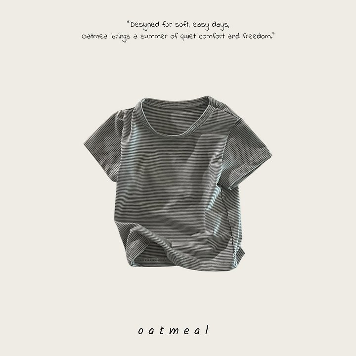 Oatmeal - Korean Children Fashion - #kidsshorts - Cos Style Round Tee - 4