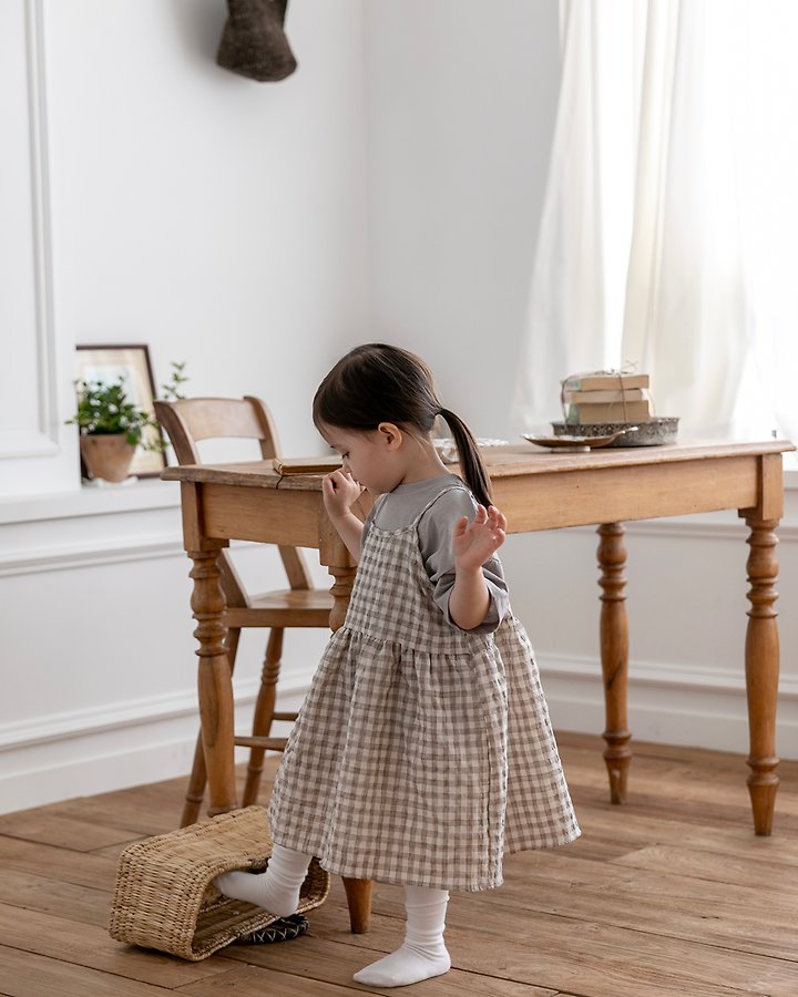 Oatmeal - Korean Children Fashion - #kidsstore - Molly Check One-piece - 8