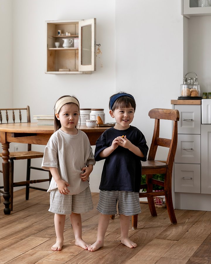 Oatmeal - Korean Children Fashion - #kidzfashiontrend - Double Basic Round Tee - 11