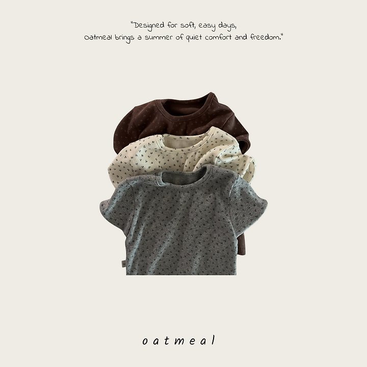 Oatmeal - Korean Children Fashion - #magicofchildhood - Flower Round Tee - 6