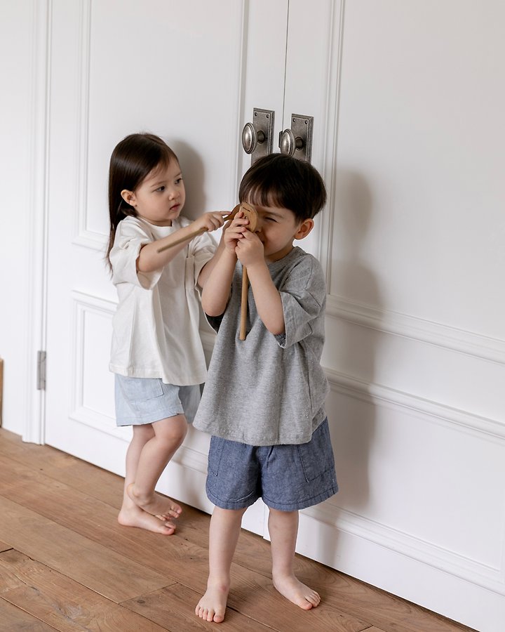 Oatmeal - Korean Children Fashion - #minifashionista - Pocket Round Tee - 8