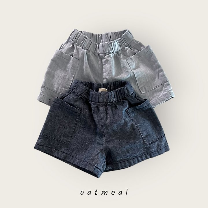 Oatmeal - Korean Children Fashion - #minifashionista - Pocket Denim Shorts